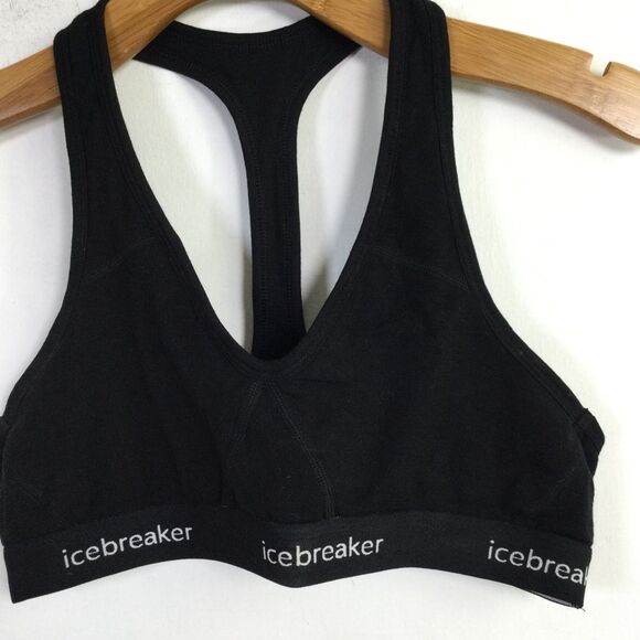 Icebreaker Womens Sprite Racerback Bra Wide Strap Stretch Black Size Medium - Picture 2 of 8